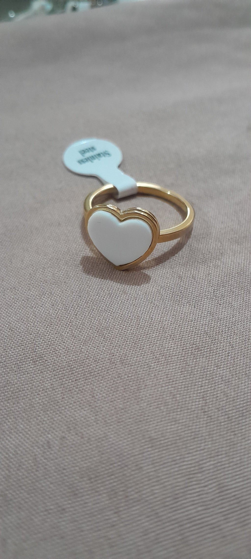 Anillo Corazón Blanco Dorado