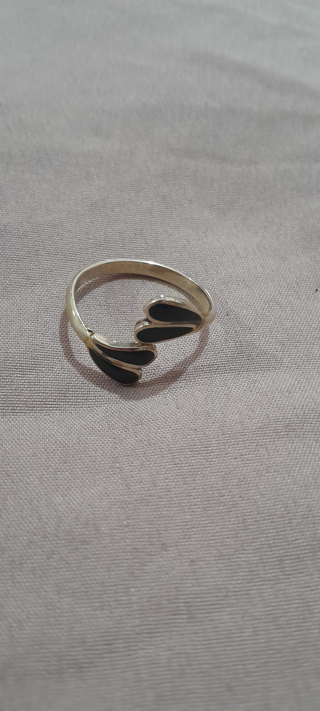 Anillo Alpaca Mexicana con Esmalte Negro - foto original