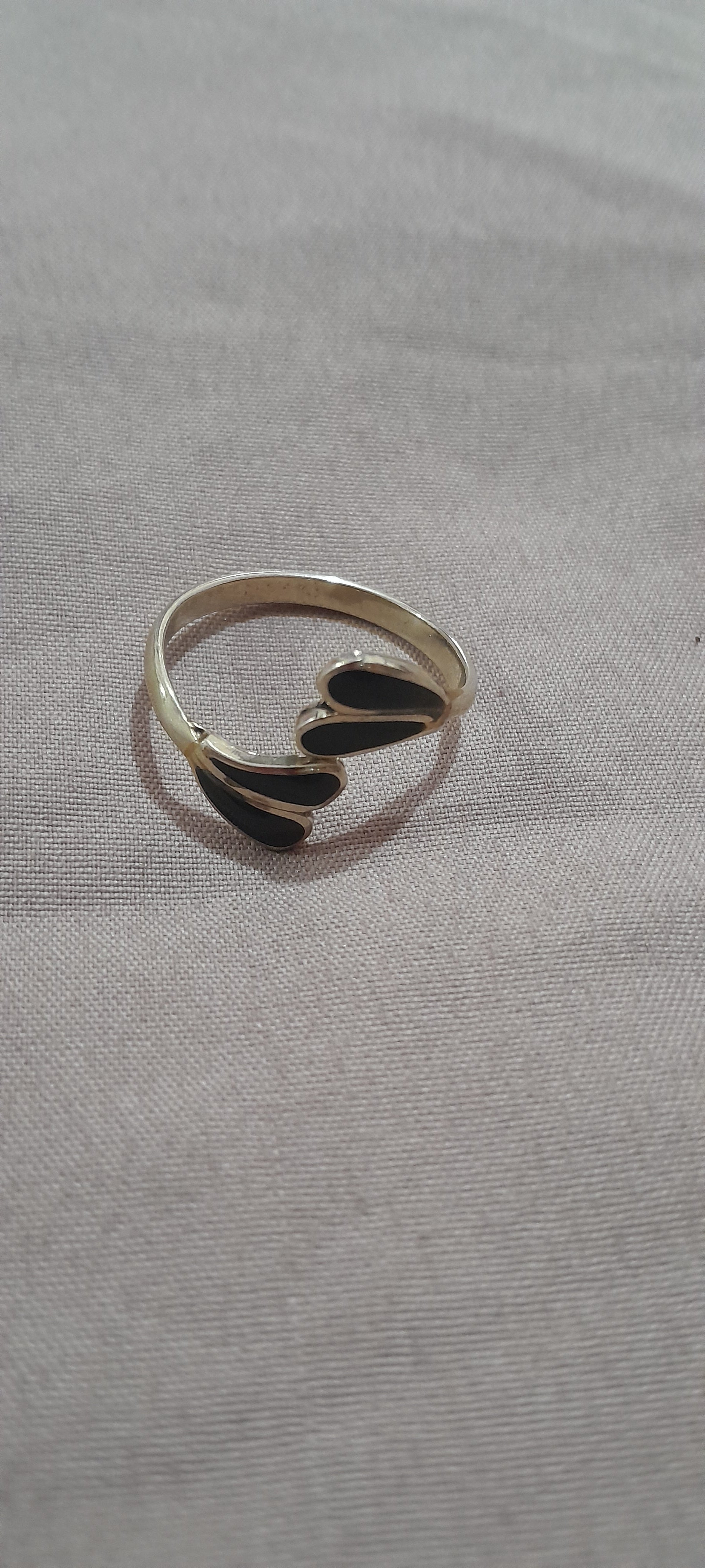 Anillo Alpaca Mexicana con Esmalte Negro - foto original