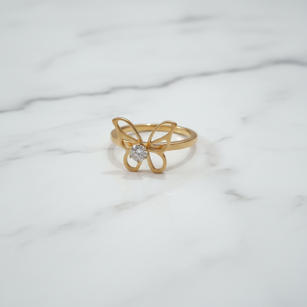 Anillo Mariposa Dorado - foto profesional